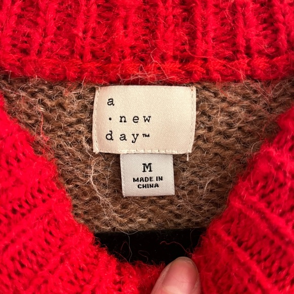 a new day Women's Colorful Striped Sweater - Red, Pink, Brown, White - Picture 2 of 2